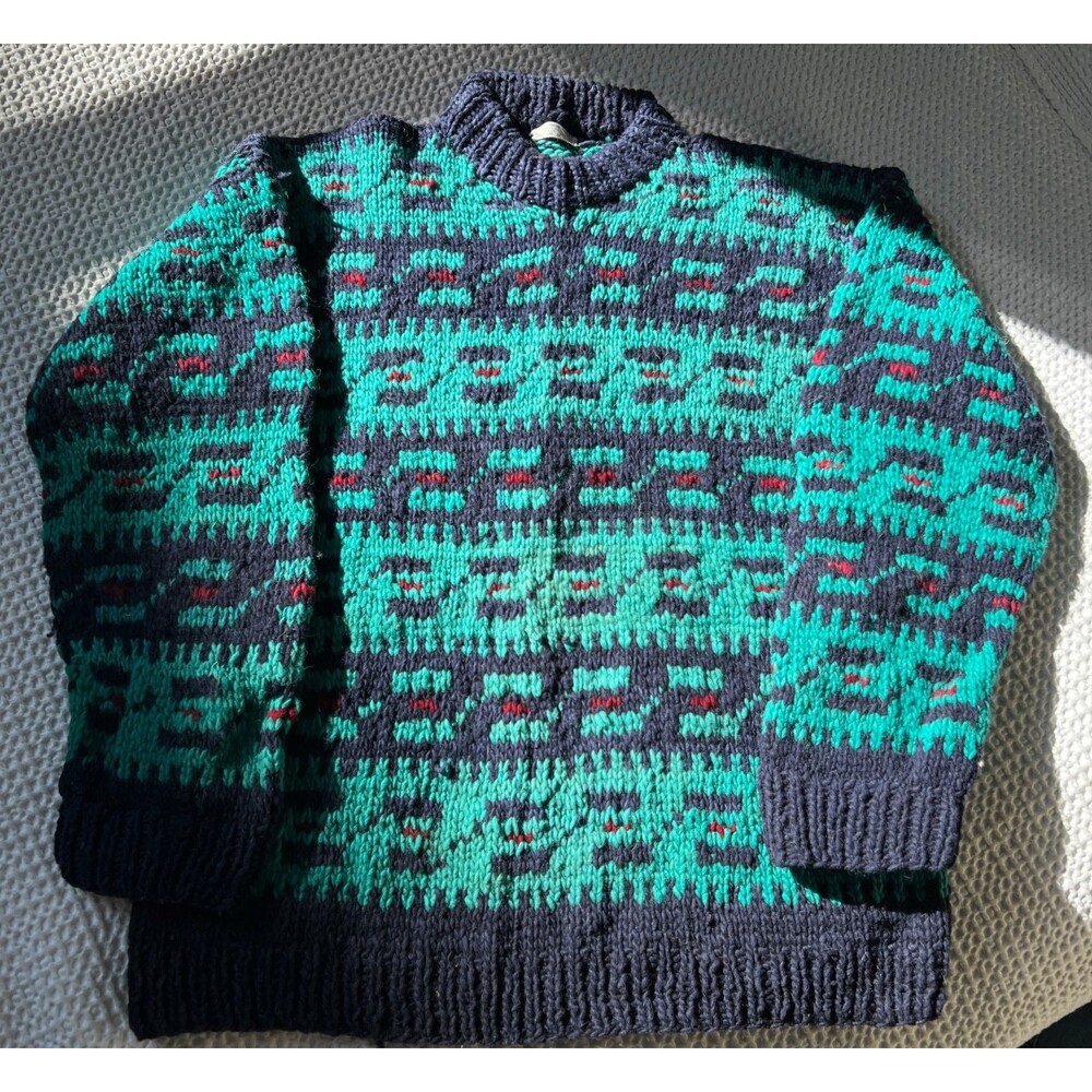 Vintage Arte Incas Ecuador Wool Sweater Handmade Andean Tribal Men’s M